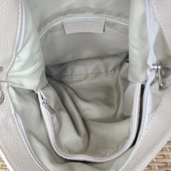 Borse In Pelle Cream Soft Pebbled Leather Shoulder Tote Bag Purse Made In Italy - Picture 14 of 16